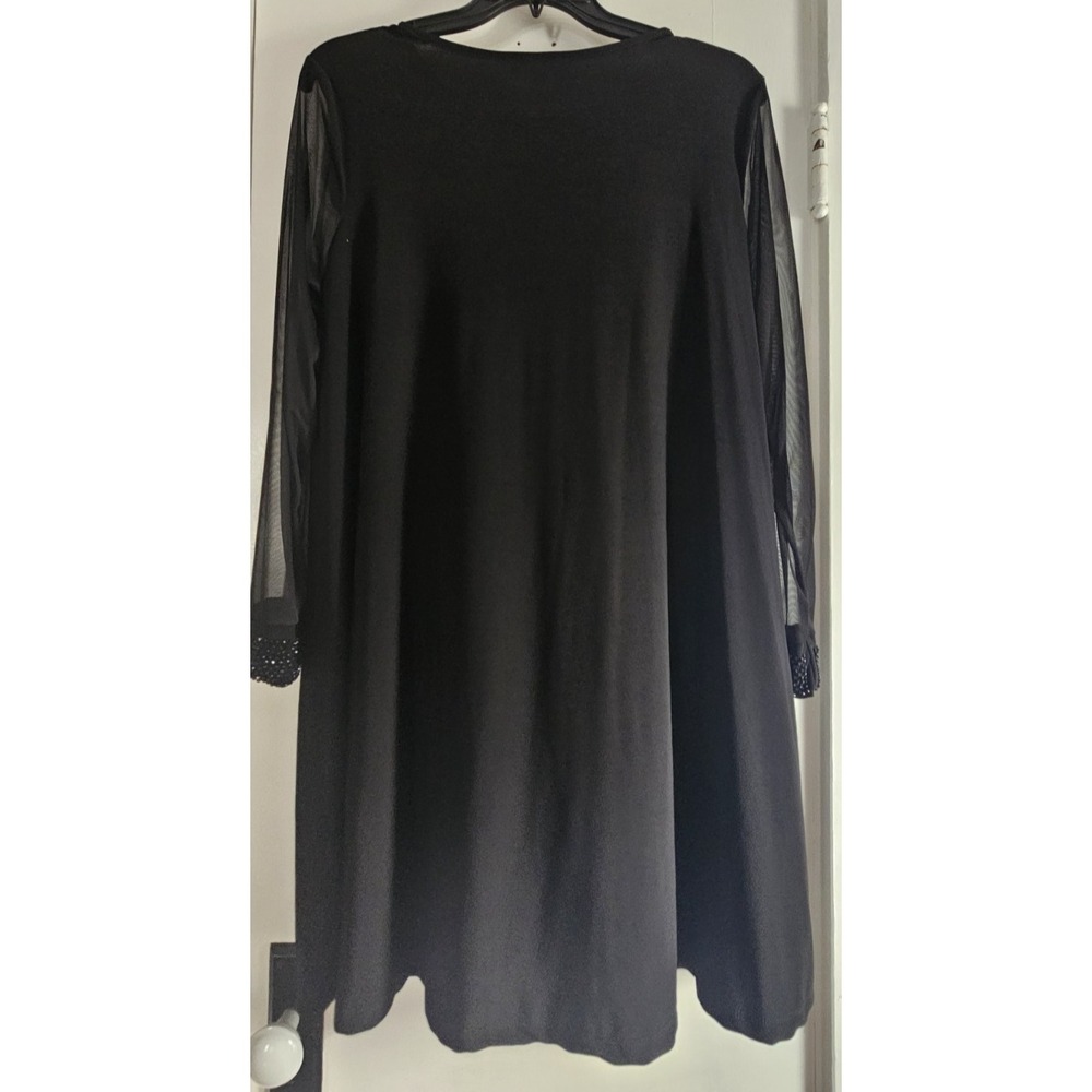 NWT ANNALEE + HOPE woman XL black sheer beaded cuffs swing dress - Picture 3 of 8